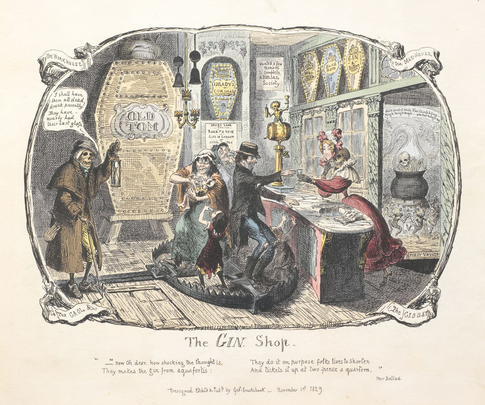 The Gin Shop by George Cruikshank (1829)